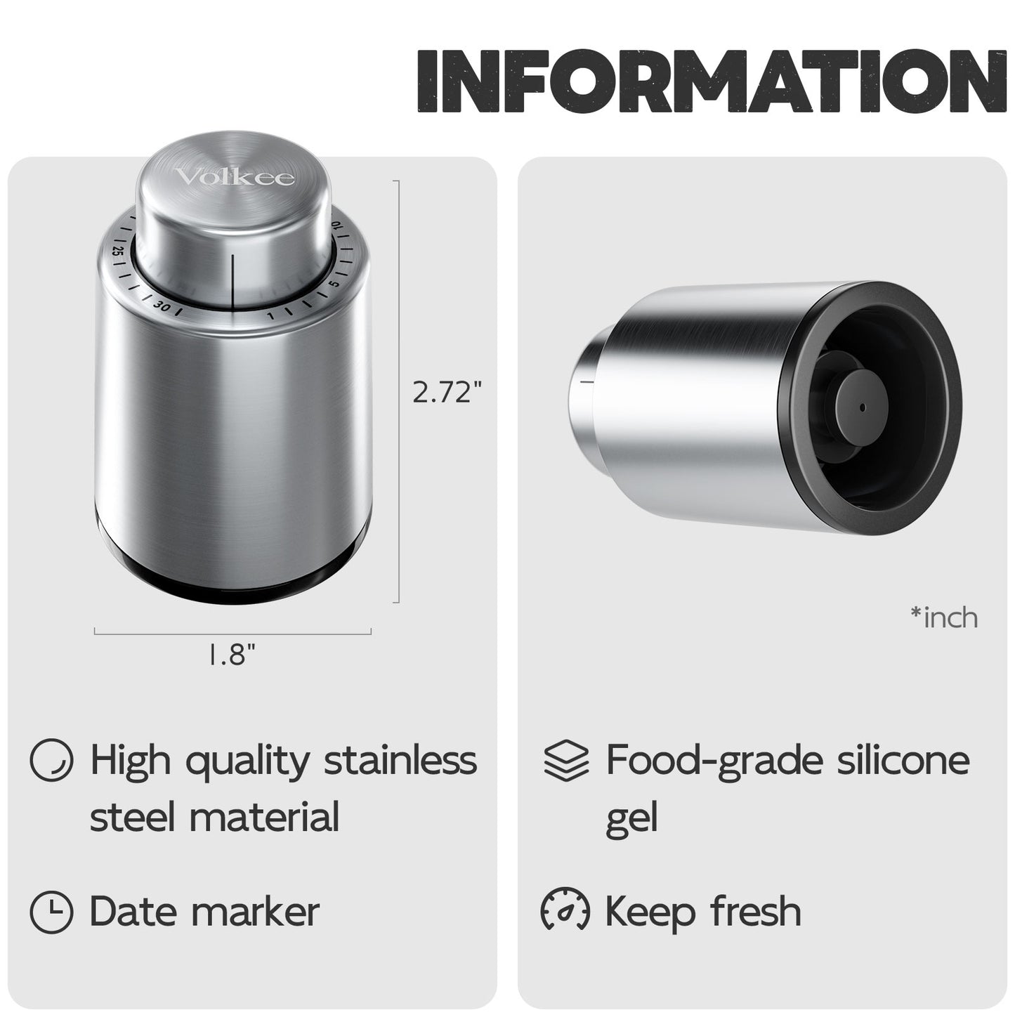 Vacuum Wine Stopper（Stainless Steel）